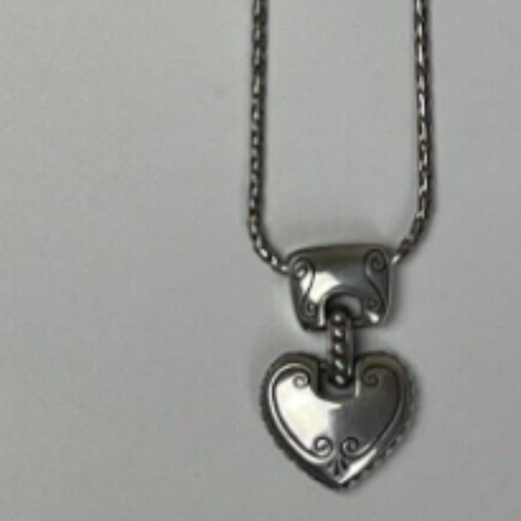 Brighton Cafe Au Lait Reversible Heart Silver Pendant Necklace - Picture 6 of 6